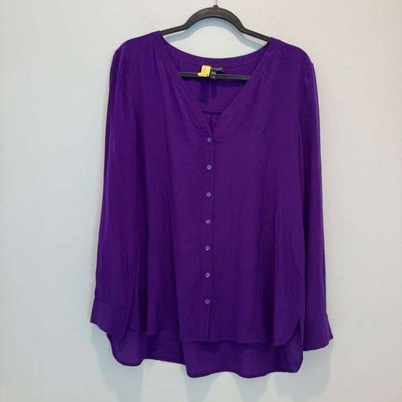 Eileen Fisher 100% Silk Button Down Royal Purple size S/P - Picture 1 of 7